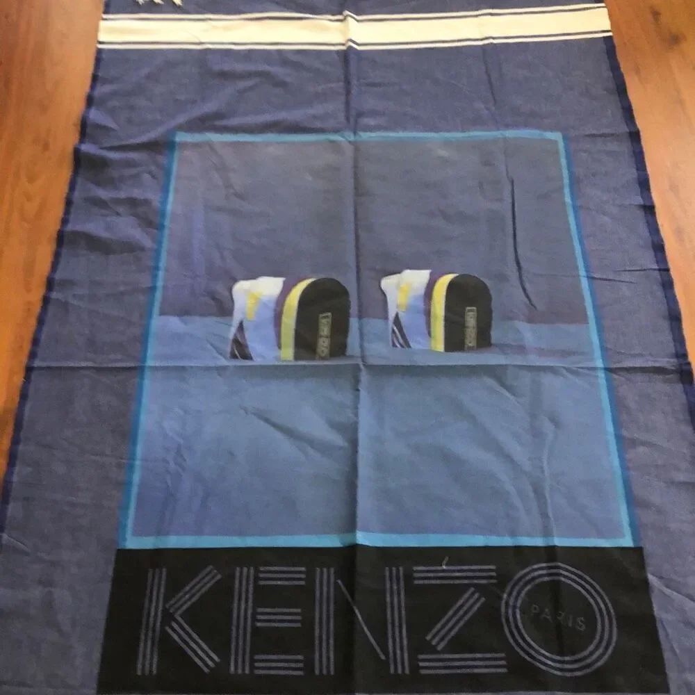 Vintage KENZO Paris Sneaker print throw Beach towel ￼